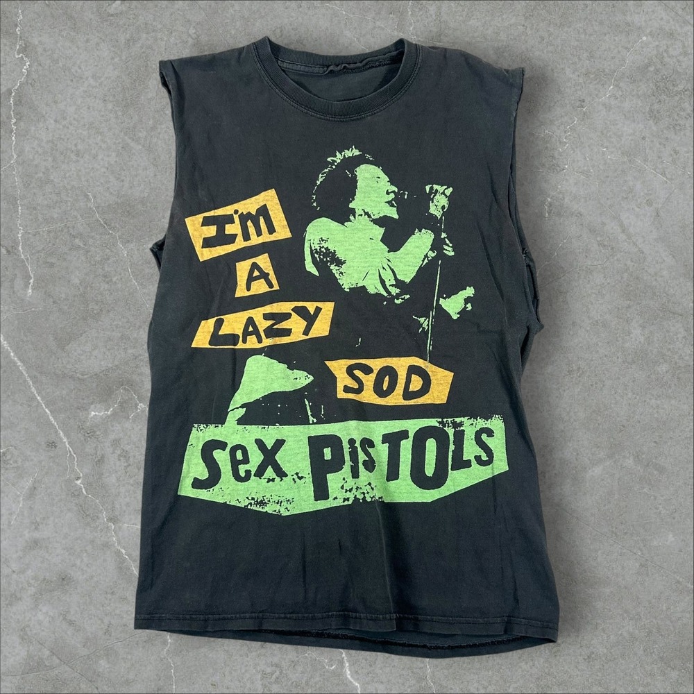 Sex Pistols Shirt Men Small Black I'm A Lazy Sod Sid Vicious Band Y2K Muscle Tee